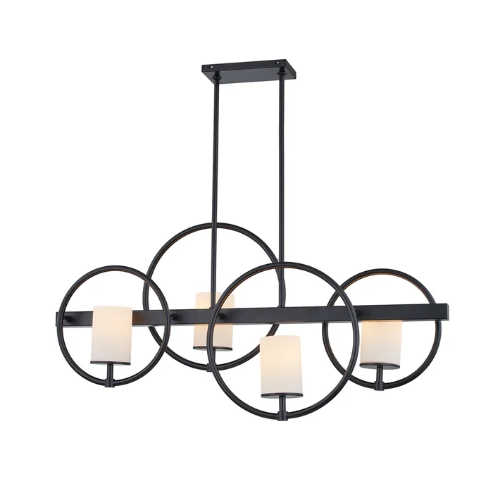 Cirque 4-Light Island Chandelier – Matte Black – FSN-4370-OPAL-MBLK