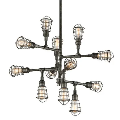 Conduit 12 Light Chandelier in Old Silver (67|F3817)