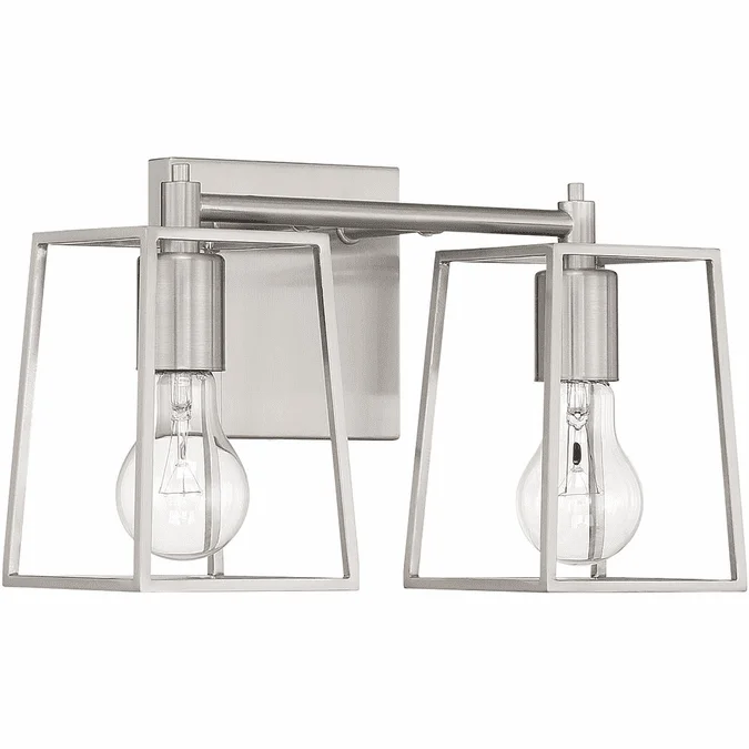 Craftmade 12113BNK2 Dunn Contemporary Brushed Polished Nickel 2-Light Vanity Light Fixture