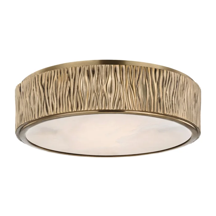 Crispin 1-Light Flush Mount in Aged Brass 13.5L x 13.5W x 3.5H