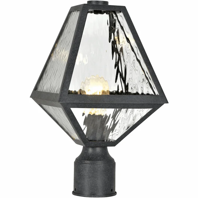 Crystorama GLA-9707-WT-BC Glacier Black Charcoal Exterior 8″ Post Lamp