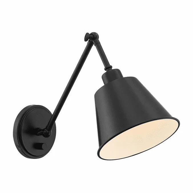 Crystorama MIT-A8020-MK Mitchell Matte Black 23″ Wall Swing Arm Lamp