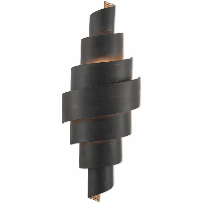 Currey & Company 5000-0112 Chiffonade Contemporary French Black and Painted Gold Sconce Lighting