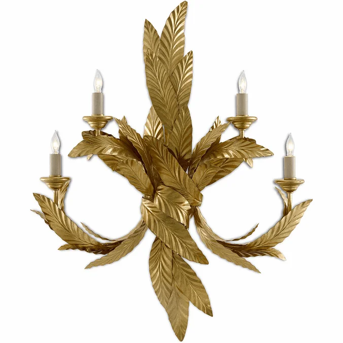 Currey & Company 5000-0132 Apollo Contemporary Gold Leaf Lighting Wall Sconce