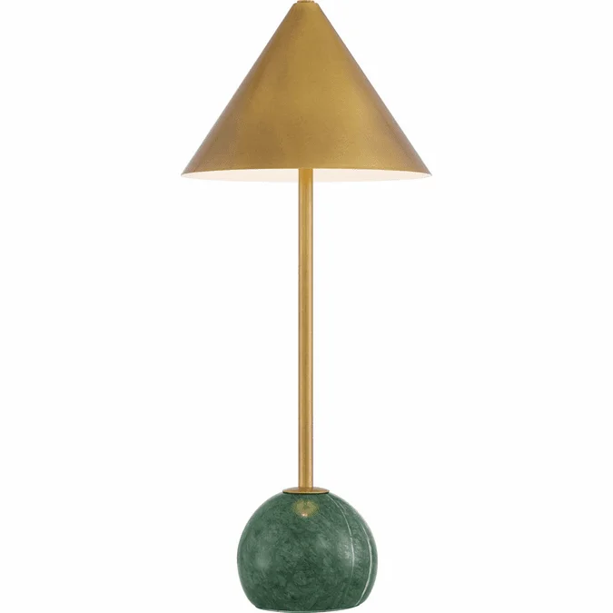 Currey & Company 6700-0009 Journey Contemporary Antique Brass / Green Cordless Table Lighting