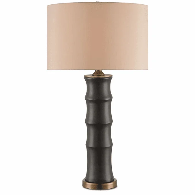 Currey & Company 6955 Roark Matte Black and Antique Brass Table Lamp Lighting