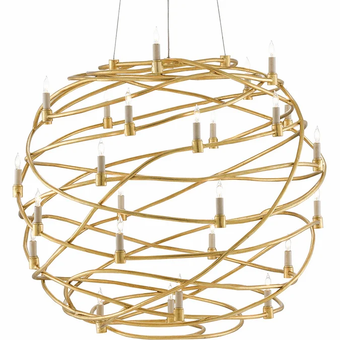 Currey & Company 9000-0548 Franchette Modern Gold Leaf Chandelier Lighting