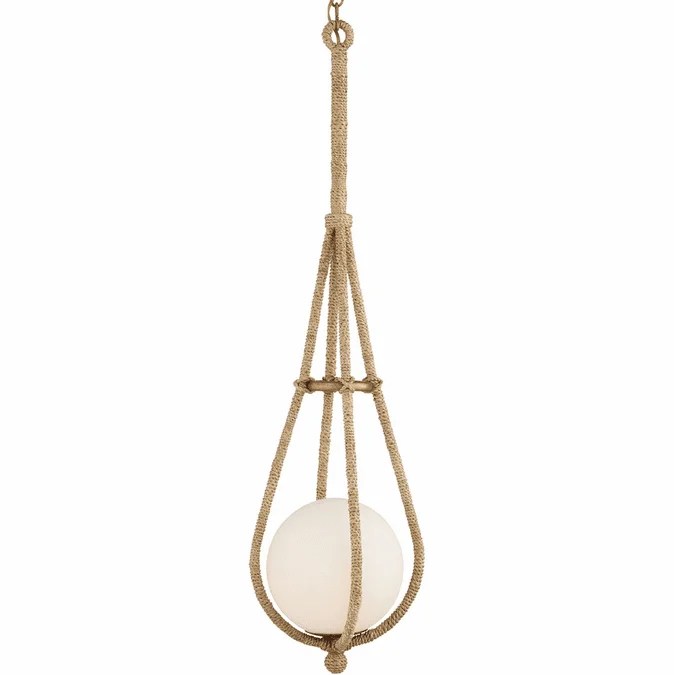 Currey & Company 9000-1104 Passageway Contemporary Natural / Dorado Gold / Frosted White Mini Pendant Lamp