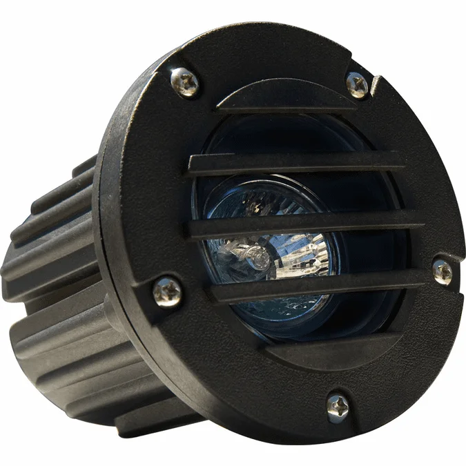Dabmar LV346-B Contemporary Black Halogen Low Voltage Exterior Polybutylene Terephthalate Adjustable In-Ground Well Lighting with Grill