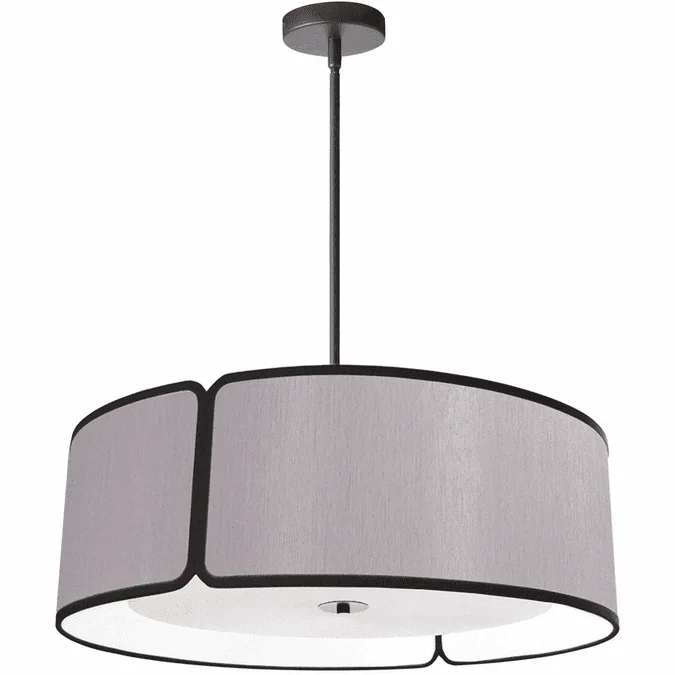 Dainolite NDR-243P-BK-GRY Notched Drum Contemporary Black / Grey Drum Ceiling Light Pendant