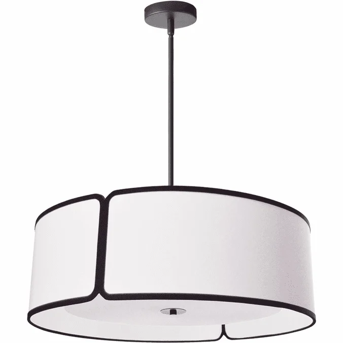 Dainolite NDR-243P-BK-WH Notched Drum Contemporary White / Black Drum Hanging Lamp