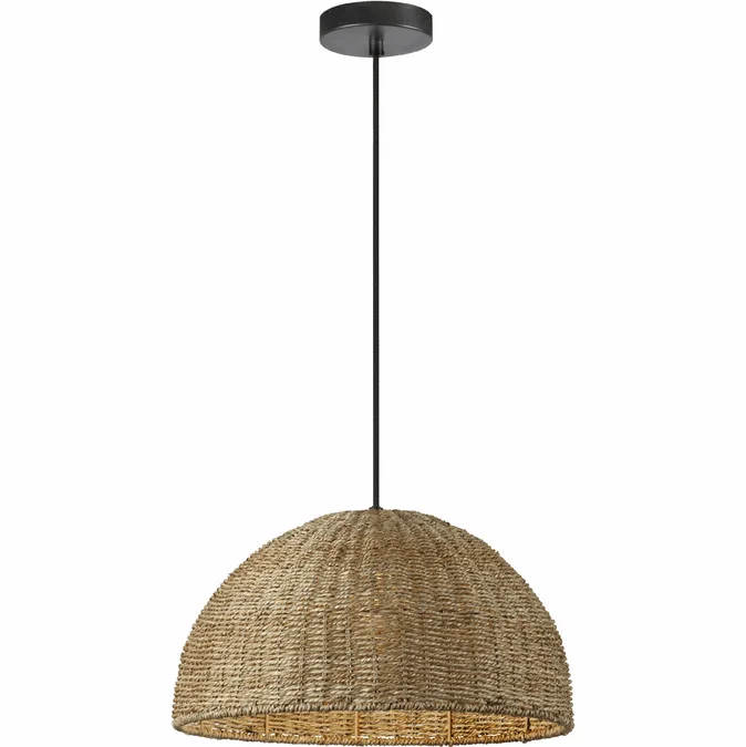 Dainolite PRL-161P-NAT Pourel Modern Natural / Black 16″ Pendant Hanging Light
