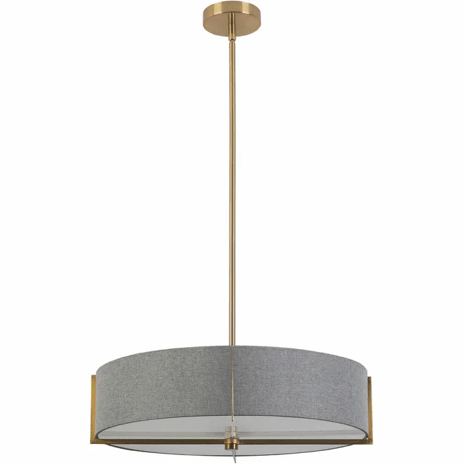 Dainolite PST-214P-AGB-GRY Preston Modern Grey / Aged Brass 21″ Drum Hanging Lamp