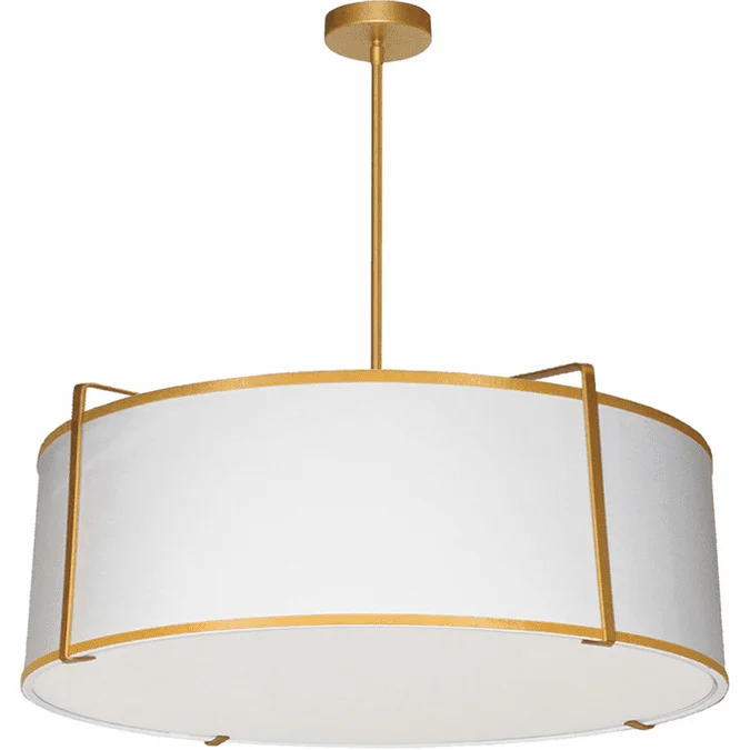 Dainolite TRA-244P-GLD-WH Trapezoid Contemporary White / Gold Drum Pendant Light