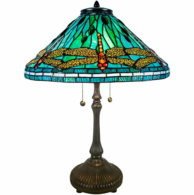 Dale Tiffany TT21153 Sonata Dragonfly Tiffany Antique Bronze Side Table Lamp