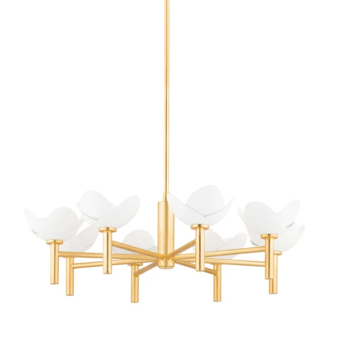 Dawson 8-Light Chandelier in Gold Leaf/White Plaster 33.75L x 33.75W x 11.375H