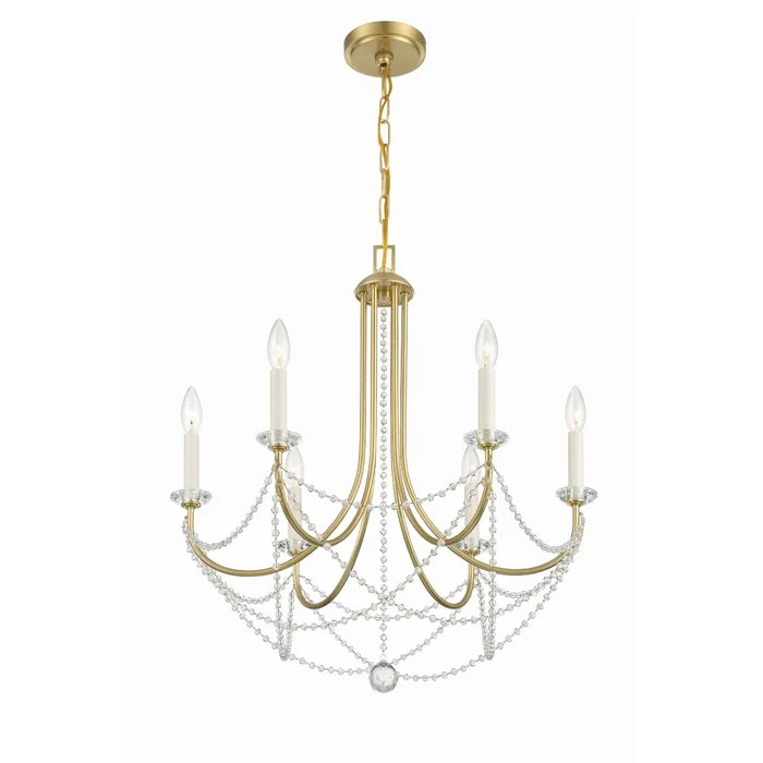 Delilah 6 Light Aged Brass Chandelier 24″W x 27.5″H x 24″D