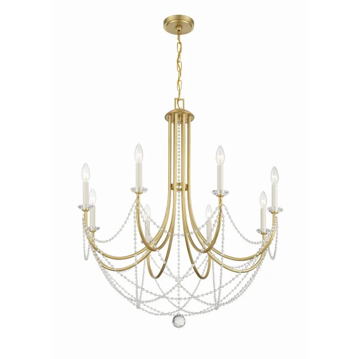 Delilah 8 Light Aged Brass Chandelier 31.5″W x 37″H x 31.5″D