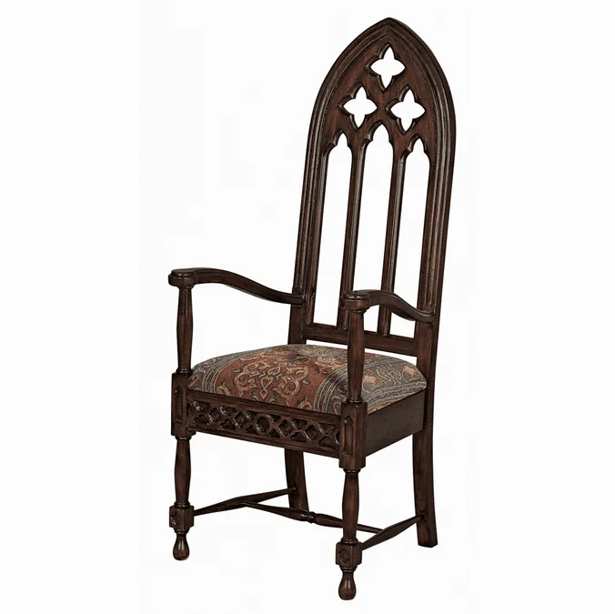 Design Toscano AF51316 Viollet Le Duc Traditional Walnut Arm Chair