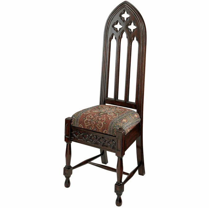 Design Toscano AF51320 Viollet Le Duc Traditional Walnut Side Chair