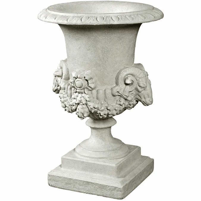 Design Toscano NE200120 Hermes Ram’s Head Traditional Antique Stone Garden Urn