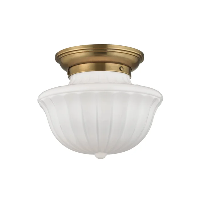 Dutchess 1-Light Flush Mount in Aged Brass 12L x 12W x 10H