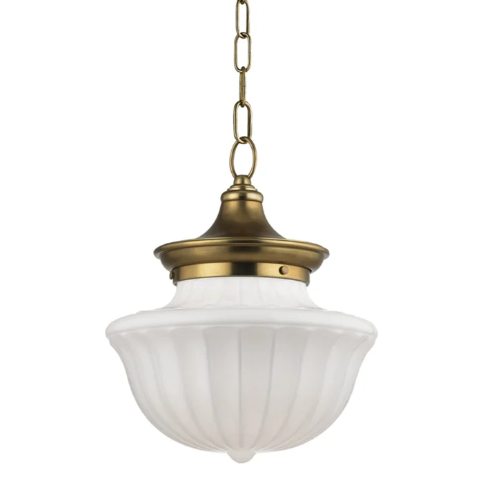 Dutchess 1-Light Pendant in Aged Brass 12L x 12W x 14.75H