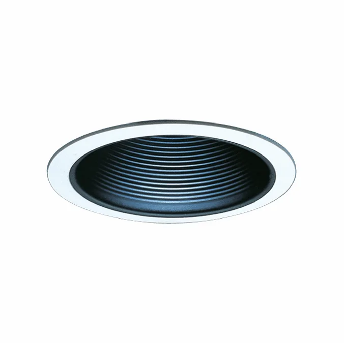 Elco ELM40B Contemporary Black Medium Base 6″ Down Lighting Metal Stepped Baffle Ceiling Can Light