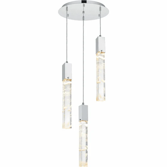 Elegant 2089D16C Aurora Chrome and Clear LED Multi Pendant Lighting Fixture