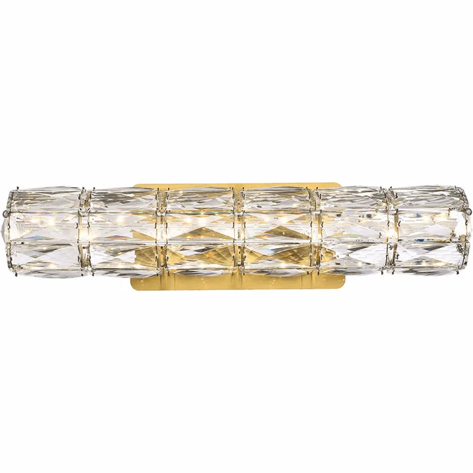 Elegant 3501W18G Valetta Crystal Gold LED Vanity Light Fixture