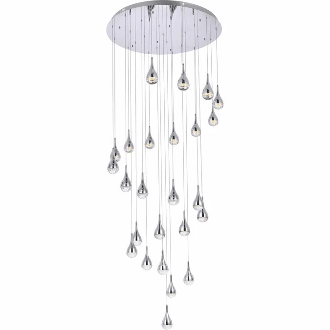 Elegant 3825D42C Amherst Chrome LED Multi Drop Ceiling Light Fixture