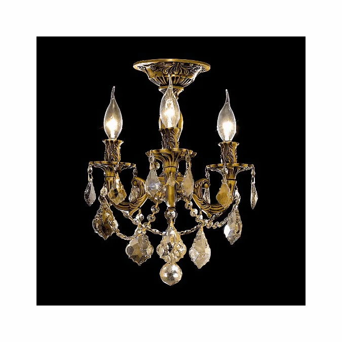 Elegant 9203F13FG-GT-RC Rosalia Golden Teak Crystal Candelabra Semi Flush Mount Overhead Lighting