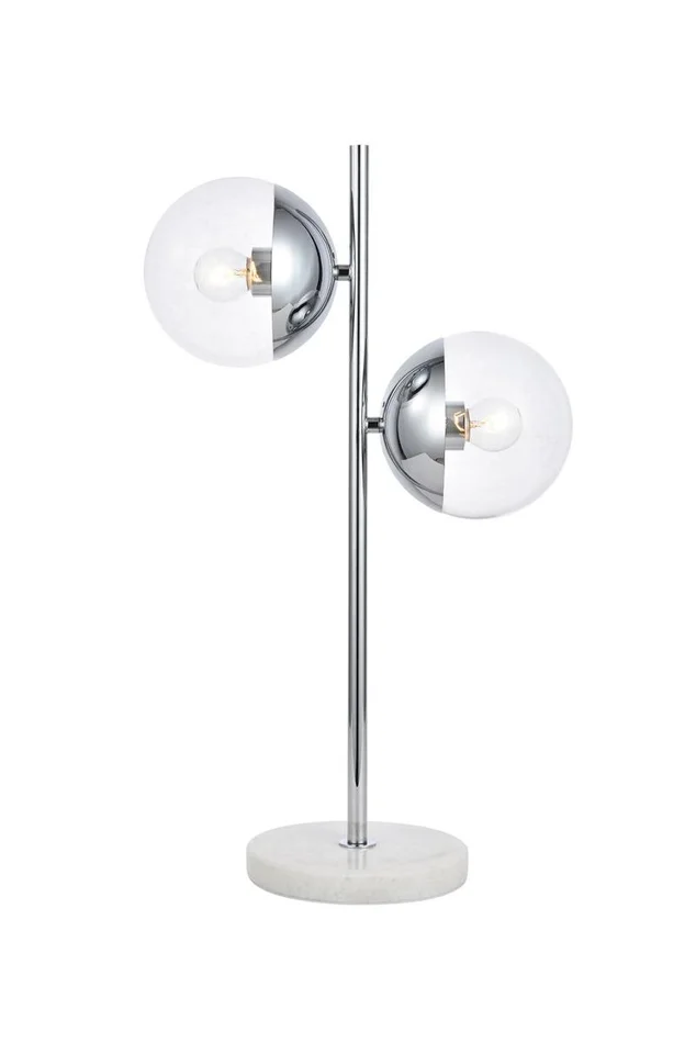 Elegant Eclipse 2-LT Chrome Table Lamp – Chrome, Clear – LD6155C