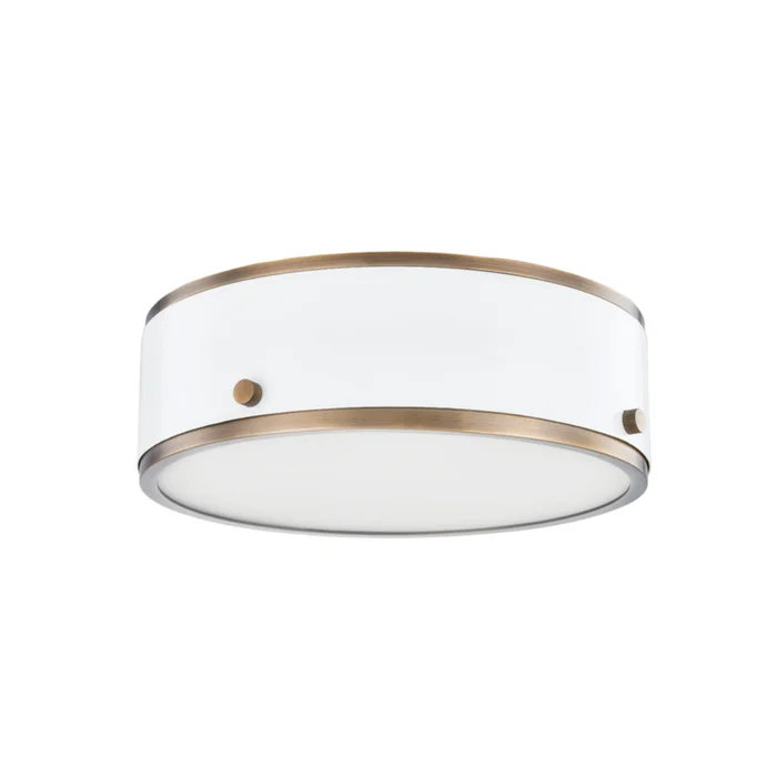 Eli Flush Mount 1-Light LED in Patina Brass And Soft White 12L x 12W x 3.5H
