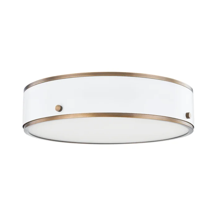 Eli Flush Mount 1-Light LED in Patina Brass And Soft White 16L x 16W x 3.5H