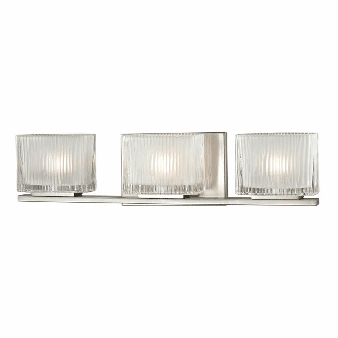 Elk Home Showroom 11632-3 Chiseled Glass Contemporary Brushed Nickel Halogen 3-Light Bath Lighting Sconce