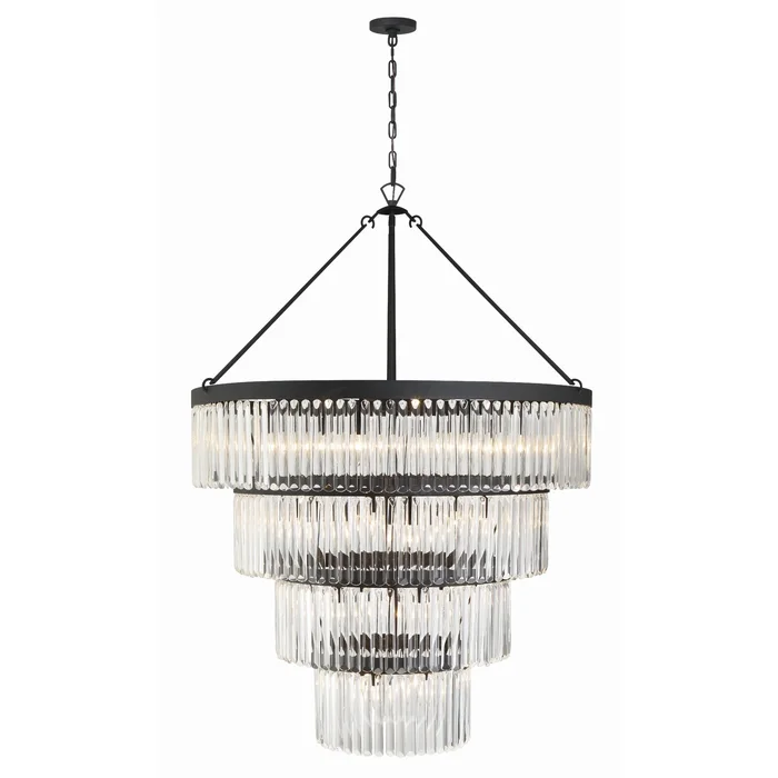 Emory 22 Light Black Forged Chandelier Clear Glass 40″W x 55.25″H x 40″D