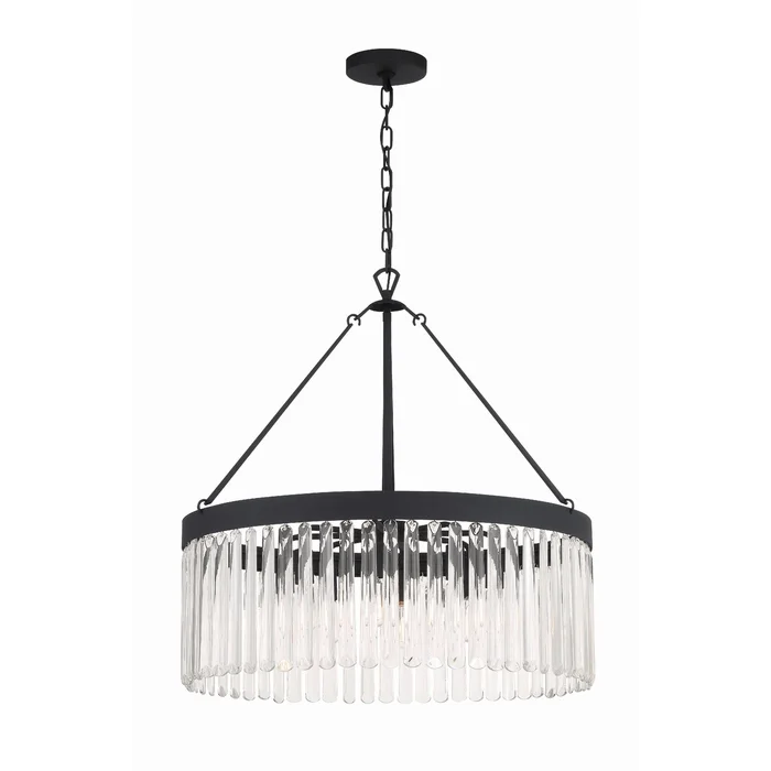 Emory 8 Light Black Forged Chandelier Clear Glass 24″W x 24.75″H x 24″D