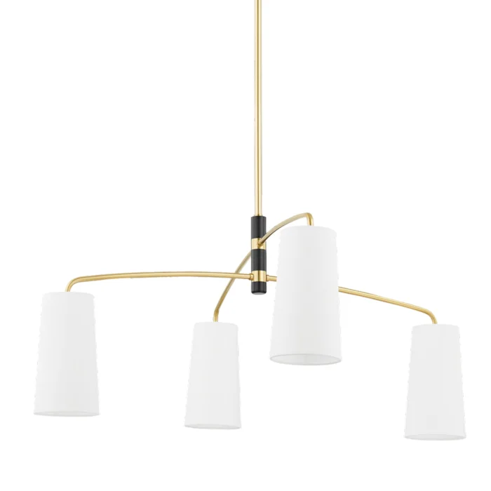 Evelyn 4-Light Chandelier in Aged Brass/Soft Black 22.5L x 45W x 19.5H