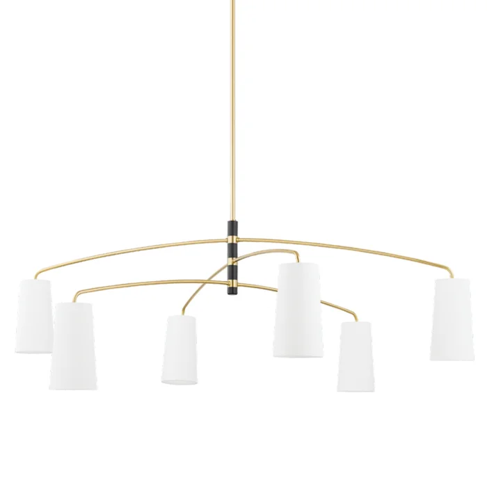 Evelyn 6-Light Chandelier in Aged Brass/Soft Black 22.5L x 65.25W x 23.25H
