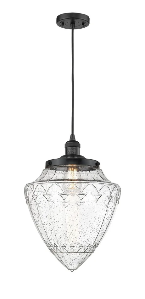 Franklin Restoration One Light Mini Pendant in Matte Black (405|201C-BK-G664-12)