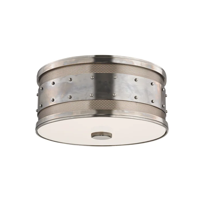 Gaines 2-Light Flush Mount in Historic Nickel 12L x 12W x 5.5H