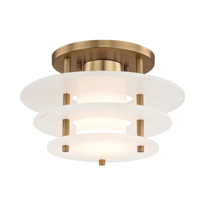 Gatsby 1-Light Flush Mount in Aged Brass 11.75L x 11.75W x 7.5H