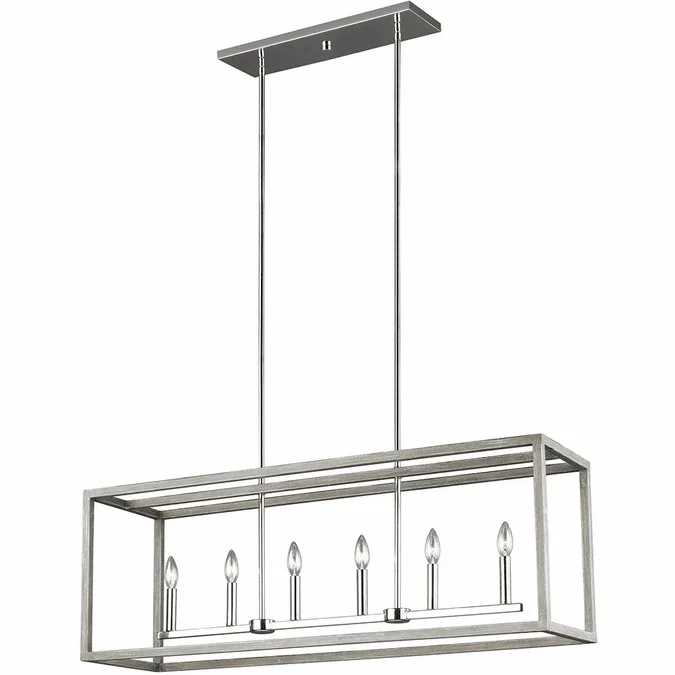 Generation Lighting 6634506EN-872 Moffet Street Modern Washed Pine / Chrome LED Island Lighting