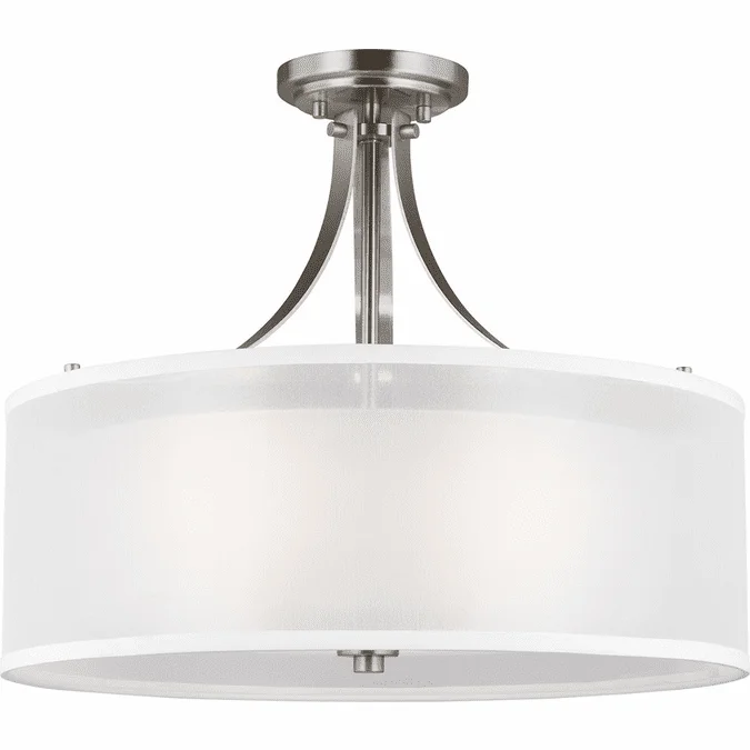 Generation Lighting 7737303-962 Elmwood Park Modern Brushed Nickel Flush Mount Lighting