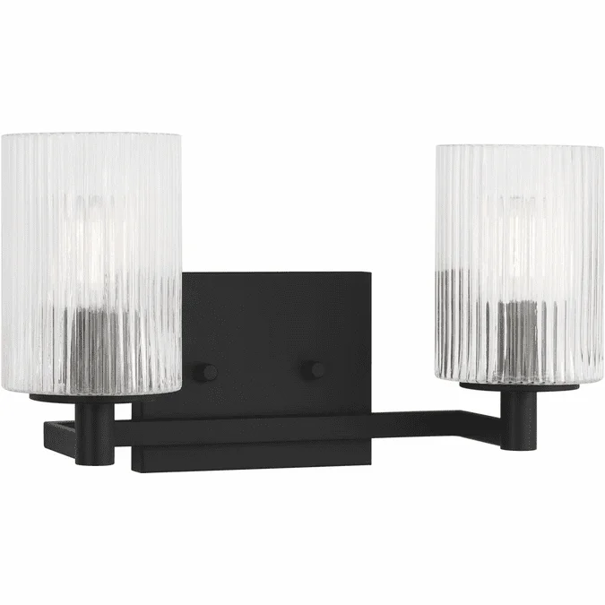 Generation Lighting GLV1042MBK Lando Contemporary Midnight Black 2-Light Bathroom Lighting