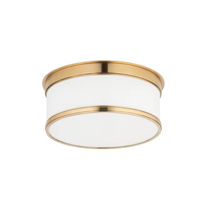 Geneva 1-Light Flush Mount in Aged Brass 9.25L x 9.25W x 4.75H