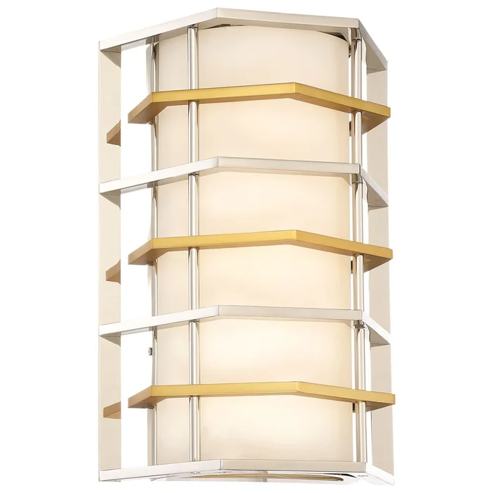 George Kovacs Levels Wall Sconce – Polished Nickel W/Honey Gold – P1070-657-L