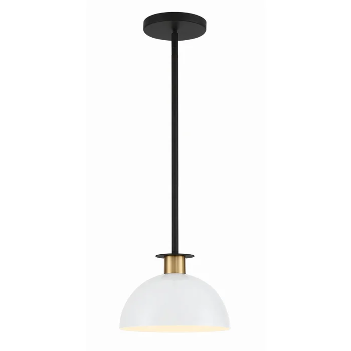 Gigi 1 Light Black + Aged Brass Mini Pendant Steel Shade 10″W x 7″H x 10″D