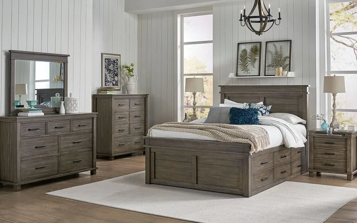 Glacier Point 4-Piece Captain Bedroom Set in Greystone
